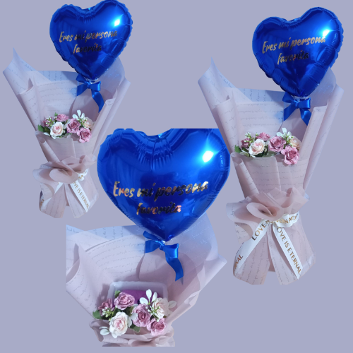 BASE DE BOUQUET PERSONALIZADO INCLUYE FLORES Y GLOBO